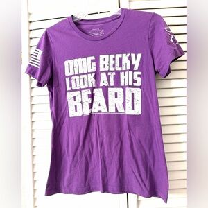 NEW GRUNT Style Purple Tee with White Graphic OmG Becky